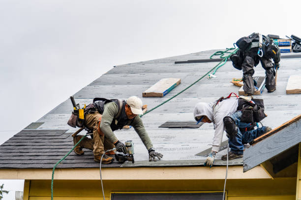 Professional Gutter Installation technician working in Lewiston, CA